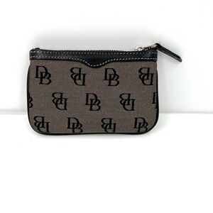 Designer Dooney & Bourke Signature Logo Monogram Black Coin Zippered Card Pouch